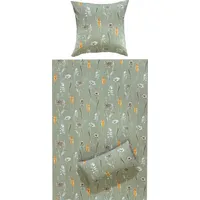 REDBEST Bettwäsche Single-Jersey grün-orange-weiß Größe 1x 135x200 cm +
