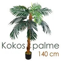 Decovego Kunstpflanze Kokospalme, Kunstpalme im Topf mit 12 Palmenwedeln,