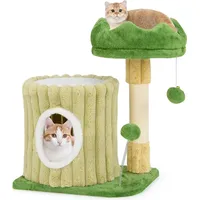 Costway Kratzbaum Klein mit Plattform 2 Bälle grün