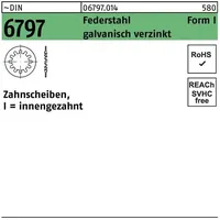  Zahnscheiben innengezahnt, DIN 6797 Federstahl mech.verz. I 15 KP