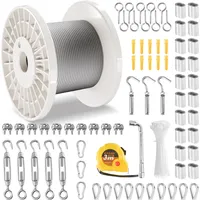 Vevor Drahtseil-Set, Ф3,18mmx30,5m, 304 Edelstahlkabel, mit 124 Zubehörteilen, 7,1kN