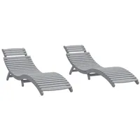 VidaXL Sonnenliegen 2 Stk. Grau 184x55x64 cm Massivholz Akazie