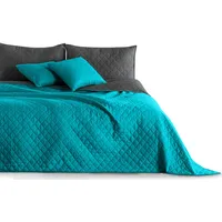 DecoKing Tagesdecke 170 x 210 cm türkis Graphit grau