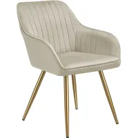 Tectake tectake® Esszimmerstuhl, gepolstert, in Samtoptik, gesteppt, schlanke, goldene