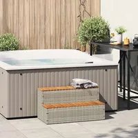 VidaXL Whirlpool-Stufen Hellgrau 100x50x50,5 cm Poly-Rattan und Akazie