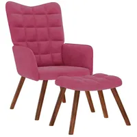 VidaXL Relaxsessel mit Hocker Weinrot Samt