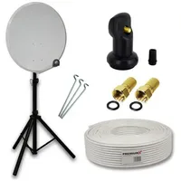 PremiumX 45cm Stahl hellgrau + Single LNB