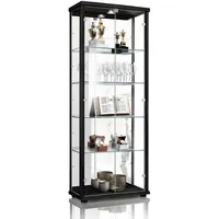 K-Möbel Glasvitrine, Schwarz, Glas, 4 Fächer, Rechteckig, 67x176x33 cm,