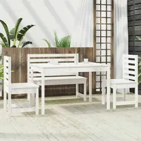 VidaXL 4-tlg. Garten-Essgruppe Weiß Massivholz Kiefer