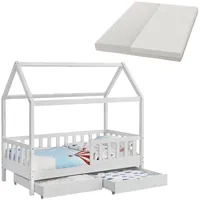 Juskys Kinderbett Marli 80 x 160 cm mit Matratze,