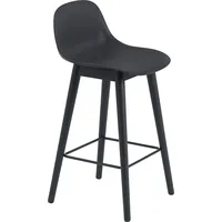 Muuto Fiber Hocker 65 cm, schwarz mit Rückenlehne,