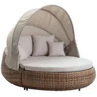 Dehner Daybed Tulum, Sunlounger mit Faltdach und Polstern, 220