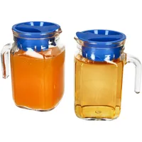 Mambocat 2x KORA Kühlschrankkrug mit Deckel blau 0,5L Henkel