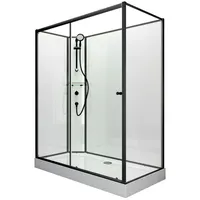 Schulte Komplettdusche Ibiza, 5 mm Sicherheitsglas, Profile Mattschwarz, Rückwände