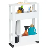 Relaxdays Nischenwagen, 2 Fächer, WC-Bürstenhalter, HxBxT: 71,5 x 17