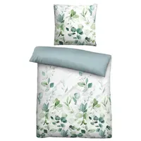 Biberna Bettgarnitur Floral Blau 135 x 200 cm +