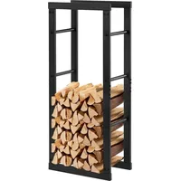 EUGAD Kaminholzregal, 40x100x25cm, Brennholzregal aus Metall, Holzlager, schwarz -