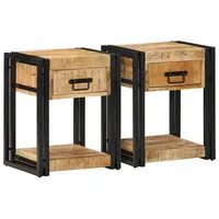 VidaXL Nachttische 2 Stk. 40x35x50 cm Raues Massivholz Mango