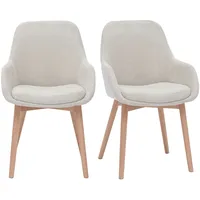 Miliboo Skandinavische Stühle aus beigem Stoff mit Samteffekt und