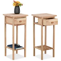 Relaxdays Telefontisch Braun Walnuss 60 x 25 x 25
