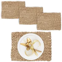 Relaxdays Tischset, 4er Set, geflochtenes Design, Wasserhyazinthe, Platzset, HxBxT: