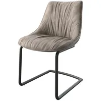DeLife Freischwinger Elda-Flex Mikrofaser Taupe Vintage Freischwinger rund Schwarz,