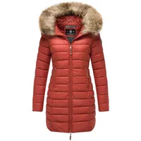Marikoo Steppmantel Rose-Stepp zeitloser Winterparka mit großer Kunstfellkapuze braun