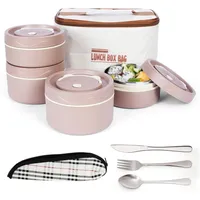 Belle Vous 5-teiliges tragbares isoliertes Lunchbox-Set mit Besteck -