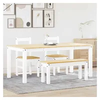 VidaXL 4-tlg. Essgruppe Panama Weiß Massivholz Kiefer