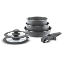 KARACA Comfort Granit-Pfannen Set, Antihaft-Kochgeschirr Set mit Glas Deckel