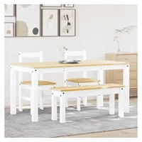 VidaXL 4-tlg. Essgruppe Panama Weiß Massivholz Kiefer