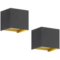 Meine wunschleuchte 2er SET LED Updown Wandlampen Schwarz Gold