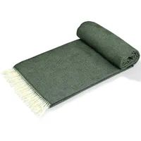 Wollblüte Grüne Kuscheldecke aus Schafwolle/warme Wolldecke/Schurwolledecke aus Deutschland (Grün)