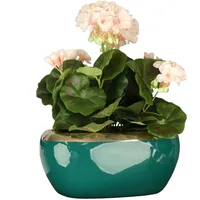 Botle Keramik Blumentopf Oval glänzende Oberfläche 28x16,5x13 cm Grün