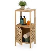Relaxdays Badezimmerregal Walnuss, Tür, 2 Ablagen, 86 x 40