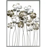 Gilde Wandrelief Fleurs, braun/champagnerfarben", silber (silberfarben), B:58cm H:80cm T:3cm,