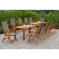 Merxx Acapulco Set 11-tlg. Flex-Gartentisch Ausziehbar 185 (370) x