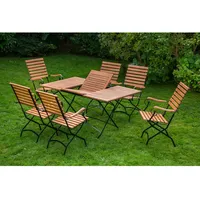 Merxx Gartenmöbel-Set Schlossgarten 7-tlg. Braun inkl. Ausziehtisch hoher Rückenlehne