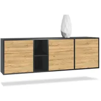 Vladon Sideboard, Eiche, Holzwerkstoff, 182x53x35 cm, Wohnzimmer, Kommoden &