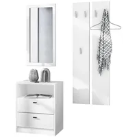 Vladon Garderobe, Weiß, Holzwerkstoff, 130x185x36 cm, Garderobe, Garderoben-Sets &