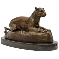 Aubaho Bronzeskulptur Raubkatze nach Barye Antik-Stil Bronze Figur Statue