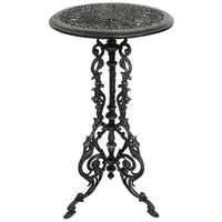 Aubaho Gartentisch Eisen 72cm Tisch Beistelltisch Antik-Stil Farbe Silber-schwarz