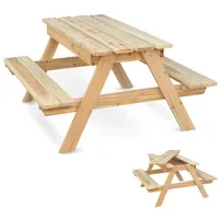 holz4home® Picknickbank aus Holz I Outdoor Sitzbank mit Tisch