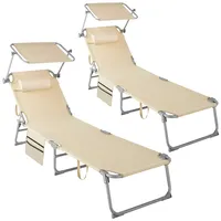 Tectake tectake® 2er Set Sonnenliege, klappbar, 4-fach verstellbare Rückenlehne