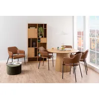 VCM Christo Esstisch Ø120 cm Eichenfurnier. - Braun