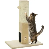 PawHut Kratzstamm, 79cm Kratzsäule mit Fellbürsten, Jute-Katzenkratzbaum mit Spielball,