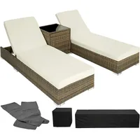 Tectake tectake® Sonnenliegen mit Aluminiumgestell, 5-fach verstellbare Rückenlehne, Dicke