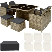 Tectake Aluminium Rattan Sitzgruppe Manhattan mit Schutzhülle
