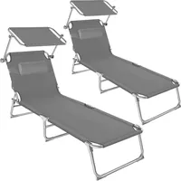 Tectake tectake® Gartenliege, klappbar, 4-fach verstellbare Rückenlehne mit Kopfpolster,