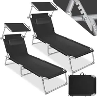 Tectake Gartenliege, Schwarz, Kunststoff, 68x65x190 cm